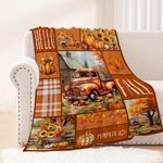 Neatee Living Fall Decorative Throw Blanket Small Kids Child Blanket Plaid Thanksgiving Autumn Pumpkin Leaf Blanket Girls Boys Baby Lightweight Fuzzy Soft Cozy Fleece Blankets and Throws 40x50