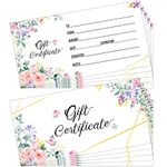 GAJPBLK Set of 50 Floral Blank Certificates for Business Cards Client Custom Vouchers for Business, Beauty Salon, Restaurant, Wedding Bridal, Christmas, Birthday