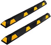 2 Pack Rubber Curb Parking Garage Floor Stopper -72.8 Inch 55,000 lbs Capacity Extra Wide Heavy Duty Rubber Parking Lot Stopper with 8 High Reflective Yellow Safety Stripes for Vehicles Truck Driveway