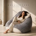 Mollismoons Bean Bag XXXL Size for Adults & Kids Fur bin Bag Luxury Bean Bag Chair (Bean Bag Without Beans Cover(Assembly Required), Light Grey)