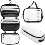 Toiletry Bag Kit Set: Hanging Travel Toiletry Bag + 311 TSA Cosmetic Liquid Bag + Ultralight Accessory Organizer Pouch (White Ripstop)