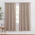 PONY DANCE Rod Pocket and Back Tab Blackout Curtains for Bedroom - Thermal Insulated Room Darkening Drapes for Living Room, 52x72 inch, 2 Window Curtain Panels, Light Taupe