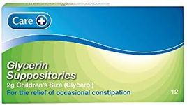 Care Children Constipation Relief Suppositories, Relief of Occasional Constipation, Stimulate Bowel Movement, Suitable for Children 1+, Glycerol BP 70% 2g, 12 Tablets