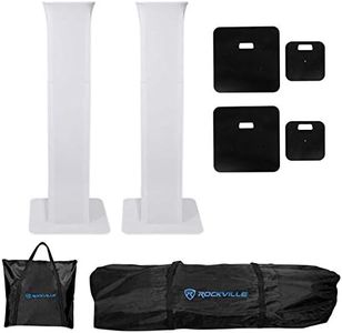 2 Rockville RTP82W 8 Ft. Black or White Totem Moving Head Light Stands+Scrim+Bag