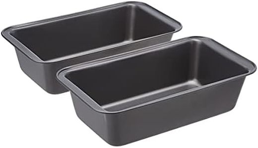 Amazon Basics Rectangular Baking Bread Loaf Pan, 9.5 x 5 Inch, Set of 2, Gray