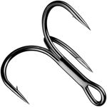 Treble Fishing Hook Strong Round Bend Treble Hooks 100PCS-200PCS Wide Gap High Carbon Steel Hooks for Lures Baits Size 1/0-14# Black, Black, 200PCS-6#