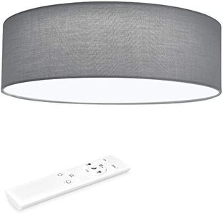 Navaris Lampadario Camera da Letto Luce LED - Lampada Soffitto con Telecomando Illuminazione Dimmer - Plafoniera Rotonda Ø41,5x14,5cm - Grigio Chiaro