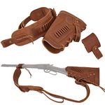 WAYNE'S DOG Leather Gun Buttstock Cheek Rest Pad with Matched Sling and Barrel Mount, No Drill Your Gun (Brown (.22LR .22MAG .17HMR), Lefty Handed)