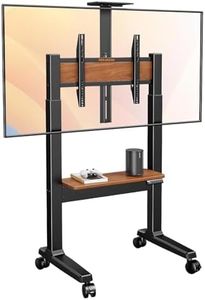 Perlegear Motorized Mobile TV Stand on Wheels for 37–86 Inch TVs up to 154 lbs, Electric Height Adjustable Rolling TV Stand, VESA 200x200–600x400mm, Wooden Shelf & Panel, PGTVMC26B