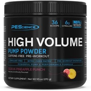 PEScience High Volume Stim-Free Pre Workout, Nitric Oxide Booster with L Citrulline & L Arginine Nitrate, Non-Stim Preworkout for Men and Women, 36 Scoops, Guava Pineapple Punch