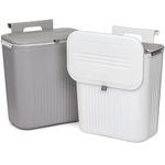 Frcctre 2 Pack 2.4 Gallon Kitchen Compost Bin, Hanging Trash Can with Lid Garbage Can for Countertop or Under Sink, Wall Mounted Counter Waste Bin for Kitchen Bathroom Bedroom Office