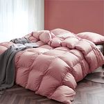 zZFocus King Size Duck Feather Down Comforter, All Season Winter Luxury Down & Feather Fill, Warm Duvet Insert, Cotton Blended Fabric, 800TC, 600 Fill Power, 54oz Fill Weight, Pink, King 106x90''