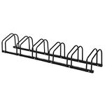 HOMCOM 6-Bike Bicycle Floor Parking Rack Cycling Storage Stand Ground Mount Garage Organizer for Indoor and Outdoor Use Black