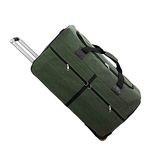 NISUN Canvas 76 Cm Extra Large Strong Travel Duffle Bag, Trolley Bag Luggage Trolley Duffel Storage Bag With 2 Wheels, Inline_Skate_Wheel & Pull Rod Handle, Olive (75 X27X45 Cm)