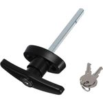 DOITOOL 1PCS Shed Door T-Handle Lock Kit Black Shed Door Locking Handle Shed Door Hardware Kit for for Shed,Gate,Barn Door