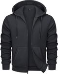 MAGCOMSEN Men Full Zip Hoodie Fleece Lined Jacket Men Sports Zip Warm Sweatshirts with Hood Athletic Wear Black L