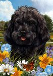 Best of Breed Cockapoo Black Summer Flowers Garden Flags