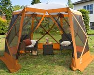 EVER ADVANCED Pop up Gazebo Tent for Backyard, 11.5 x 9.8 ft, Instant Screened Tent Screen House Canopy with Netting, Orange