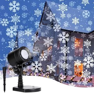 Christmas Snowflake Projector Lights Outdoor, Led Rotating Snowfall Show Lights Waterproof Landscape Decorative Christmas Light Lighting for Xmas Holiday Party Garden Patio Indoor Home Decoration Show