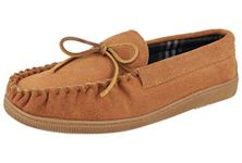 Cushion Walk Mens Real Suede Leather Moccasin Slippers Size 7-12 (9 UK, Cognac)