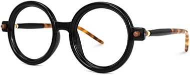 Zeelool Vintage Thick Round Eyeglasses Frame for Women Men with Non-prescription Clear Lens Rahman ZJGX633614, Zjgx633614-02 Black