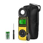 Light Meter with 400,000 Unit Lux/Fc Foot Candles Luxmeter Display 3999 Handheld Ambient Temperature of ℃/℉ 270° Rotatable Sensor and Color LCD Screen for Plants