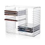 STORi Stackable Clear Plastic CD Organizer with Rubber Feet | Rectangular Jewel Cases Holder Perfect for Office and Theatre Room | Holds up to 30 CD Cases | Made in USA