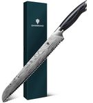 SANMEIHO 10 inch Bread Knife in Powder Steel, Serrated Bread Knife for Homemade Bread Sourdough Ultra Sharp Bread Slicer Knives with Ergonomic Pakkawood Handle for Sourdough, Turkey and Fruit