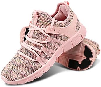 INZCOU Running Shoes Lightweight Tennis Shoes Non Slip Gym Workout Shoes Breathable Mesh Walking Sneakers Starry Pink 8women / 7men