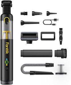 Fanttik Slim V10 Apex Cordless Car Vacuum, 4-in-1 Portable Mini Handheld Vacuum, 19000pa Suction Power, Upgraded Smart Digital Display, 2 Suction Modes for Car, Office Desk, Keyboards