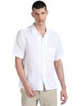 Calvin Klein Linen Cotton Cuban S/S Shirt - White (L)