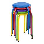 Fat Catalog ALT-1102AC-SO Metal Stack Stools with Padded Seat, Red/Purple/Blue/Green/Yellow (Pack of 5)