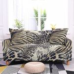 ZAHHYG Sofa Covers 2 Seater Animal Leopard Print Couch Cover Protector Slipcover Soft Stretch Stylish for Leather Sofas Dogs Pets Cats Furniture with Non Slip Straps (57-73inch)