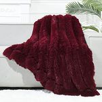 GONAAP Faux Fur Throw Blanket Super Soft Cozy Plush Fuzzy Shaggy Blanket for Couch Sofa Bed (Wine Red, Twin(60"x80"))