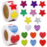 FRIUSATE 1000pcs Star Reward Stickers, Shiny Stars Stickers Self Adhesive Sparkly Sticker Foil Incentive Sticker for Children Reward Chart Kids Teachers Party Bags