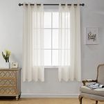 CUCRAF Voile Sheer Curtain, Eyelet Top Solid Linen Look Voile Curtains For Living Room, Window Treatments Volile Curtain for Bedroom, 2 Panels (Linen Color, 55" Wx72 L)