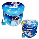 FunBlast Piggy Bank for Kids – Robot Money Saving Tin Coin Bank with Lock and Key – Birthday Return for Boys & Girls, Money Bank, Coin Box for Kids (Random Color and Print)