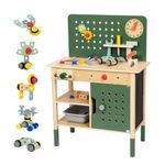 OOOK Kids Tool Bench, Wooden Kids Construction Toys for 3 4 5, Montessori Kids Work Bench with Toddler Tool Set for Pretend Play, Tool Bench for Kids Ages 3-5, Best Gift for Boys and Girls, Green.