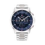 Tommy Hilfiger Men's Casual Watch - Multifunction Stainless Steel Wristwatch - Water Resistant up to 5 ATM/50 Meters - Premium Fashion Timepiece for All Occasions - 50 mm, Blue, Modern