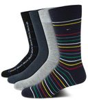 Tommy Hilfiger Men's Dress Socks - Lightweight Comfort Crew Sock (4 pack), Grey/Blue Stripe, 7-12