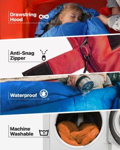 MalloMe 3-4 Season Sleeping Bag – Lightweight, Warm, Adult Camping Gear