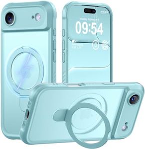 MOCCA Compatible with iPhone Air Case with Magnetic Invisible Stand [Full Camera Protection] [Compatible with Magsafe] Military Drop Shockproof Translucent Matte Phone Case Cover 6.5",Blue