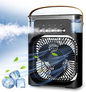 Mabron [ Summer Sale with 15 Years Warranty ] Portable Air Conditioner Fan Mini Evaporative Air Cooler with 7 Colors LED Light, 3 Wind Speeds and 3 Spray Modes for Office, Home, Dorm, Travel_1 BLACK
