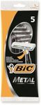 Disposable Metal Razors by BIC - Single-Blade Stainless Steel Shaver for Men * Safe Shaving * 1 Pack of 5-Count. Perfect for Traveling, Gym, or Quick Use – TSA Approved Throwaway Razors