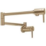 Delta Faucet Contemporary Wall Mount Pot Filler Faucet, Gold Pot Filler Kitchen Faucet, Delta Pot Filler, Wall Mount Kitchen Faucet, Potfiller, Champagne Bronze 1165LF-CZ