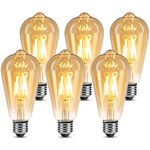 Lepro LED E27 Screw Bulb, ST64 E27 Vintage Light Bulbs, 4.8W 470lm, 40W Equivalent GLS Bulb, Warm White 2500K LED Filament Bulbs Edison Screw, Antique Style Retro Amber Glass, Non Dimmable, Pack of 6