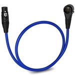 LyxPro 1.5 Ft Right Angle XLR Male to XLR Female Microphone Cable for Professional Microphones Connecting to Camcorders & DSLR Video Cameras - Blue