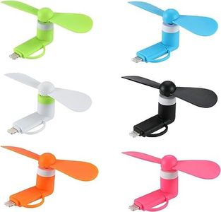 SADAHALU Mini Cell Phone Fan 6 Packs 2-in-1 Mobile Phone Fans Compatible with iPhone/iPad/Android Smartphone/Tablet Fit for Type C/Lightning Port Colorful and Powerful Fans(6-Pack)