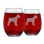 Schnauzer Stemless Wine Glasses (Set of 2) | Unique Gift for Dog Lovers | Hand Etched with Breed Name on Bottom