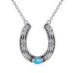 YAFEINI Horseshoe Necklace Sterling Silver Turquoise Horse Shoe Pendant Horseshoe Jewelry for Women, Sterling Silver, No Gemstone